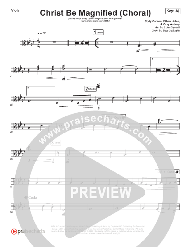 Christ Be Magnified (Choral Anthem SATB) Viola (Cody Carnes / Arr. Luke Gambill)