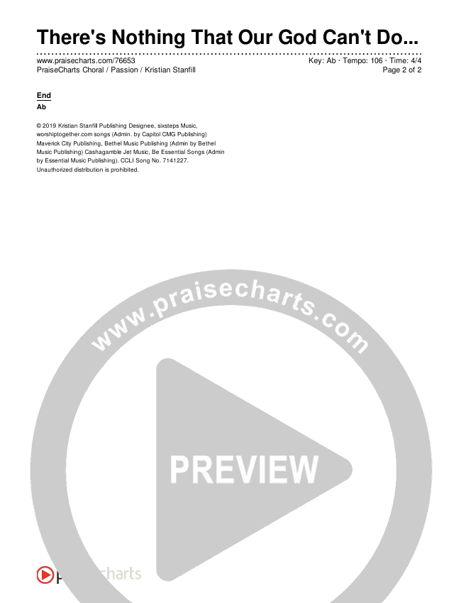 There's Nothing That Our God Can't Do (Choral Anthem SATB) Chords & Lyrics (Passion / Kristian Stanfill / Arr. Luke Gambill)