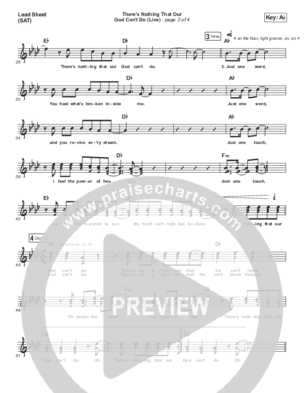 There's Nothing That Our God Can't Do (Choral Anthem SATB) Lead Sheet (SAT) (Passion / Kristian Stanfill / Arr. Luke Gambill)