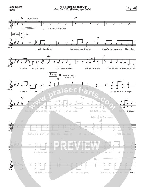 There's Nothing That Our God Can't Do (Choral Anthem SATB) Lead Sheet (SAT) (Passion / Kristian Stanfill / Arr. Luke Gambill)