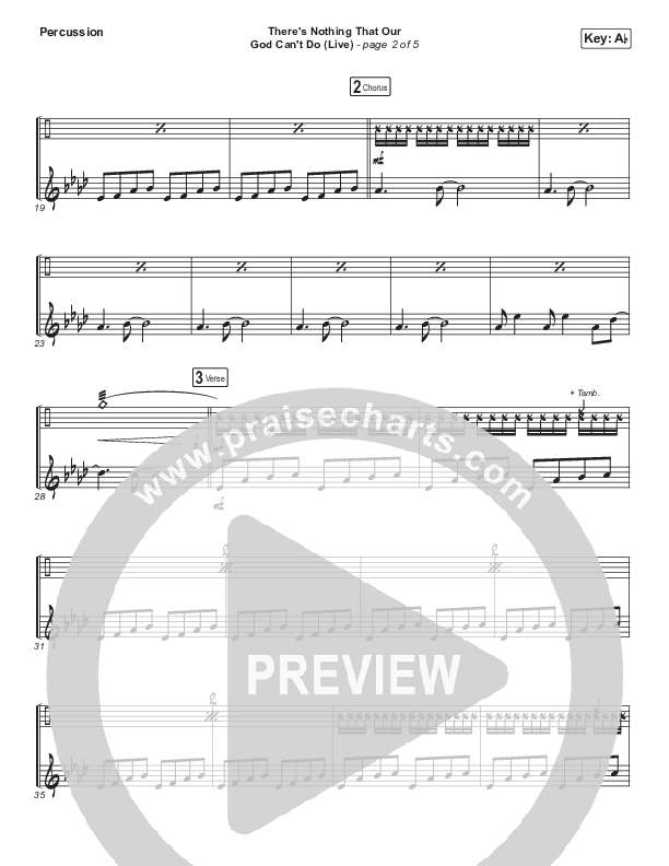 There's Nothing That Our God Can't Do (Choral Anthem SATB) Percussion (Passion / Kristian Stanfill / Arr. Luke Gambill)