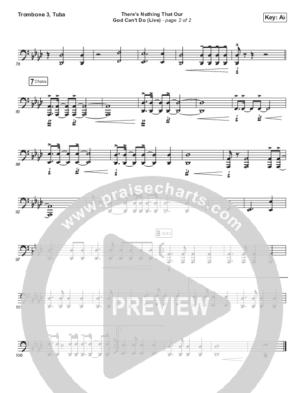 There's Nothing That Our God Can't Do (Choral Anthem SATB) Trombone 3/Tuba (Passion / Kristian Stanfill / Arr. Luke Gambill)