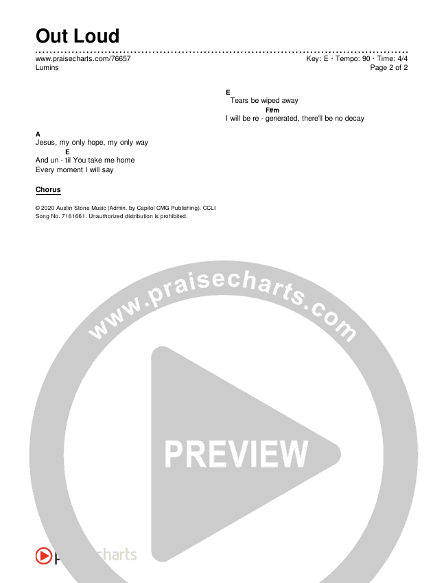 Out Loud Chords & Lyrics (Lumins)