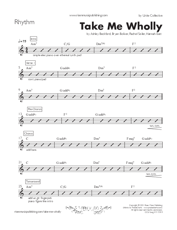 Take Me Wholly Rhythm Chart (Unite Collective)