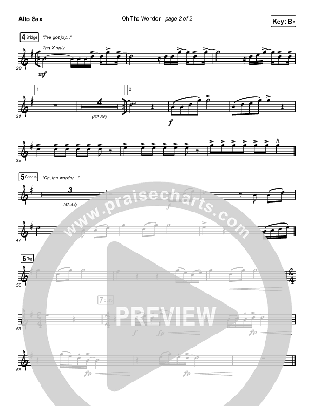 Oh The Wonder Alto Sax (Cross Point Music)