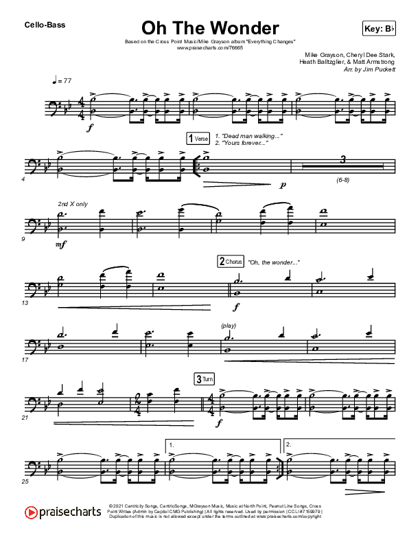 Oh The Wonder Cello/Bass (Cross Point Music)
