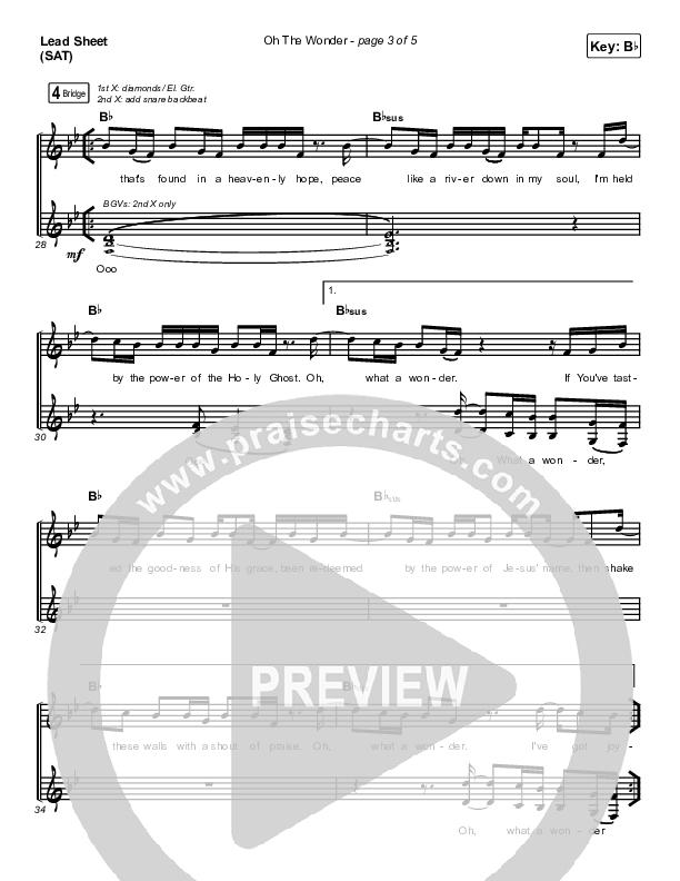 Oh The Wonder Lead Sheet (SAT) (Cross Point Music)