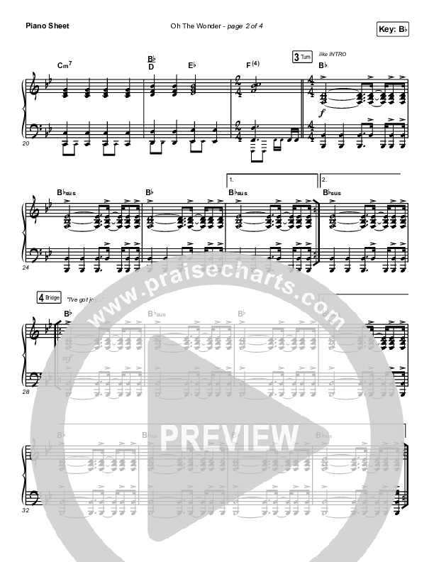 Oh The Wonder Piano Sheet (Cross Point Music)