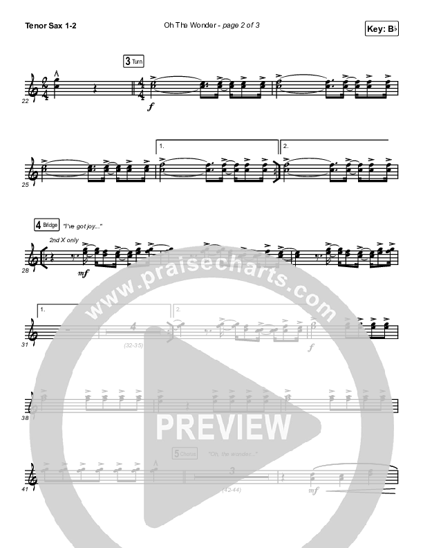 Oh The Wonder Tenor Sax 1/2 (Cross Point Music)