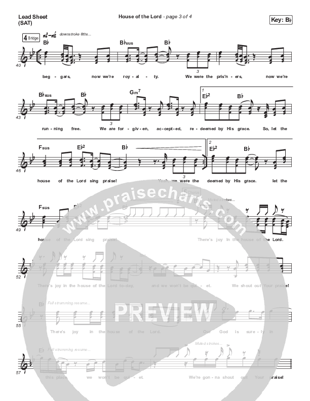 House Of The Lord (Acoustic) Lead Sheet (SAT) (Phil Wickham)