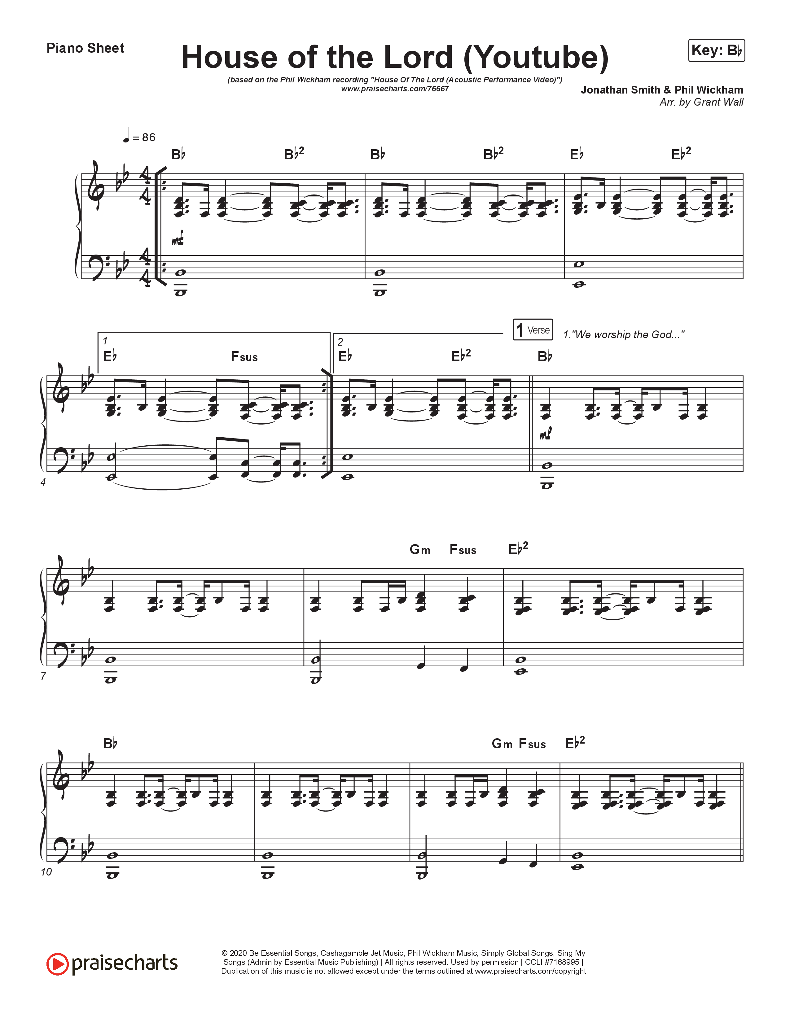 House Of The Lord (YouTube) Piano Sheet (Phil Wickham)