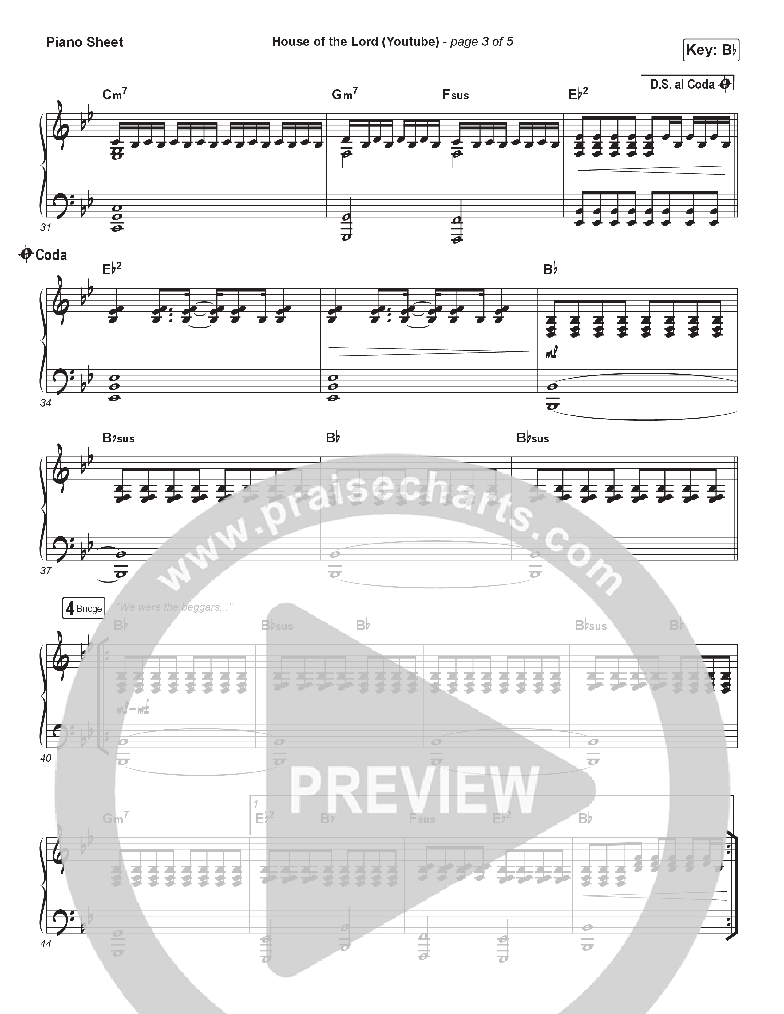 House Of The Lord (YouTube) Piano Sheet (Phil Wickham)