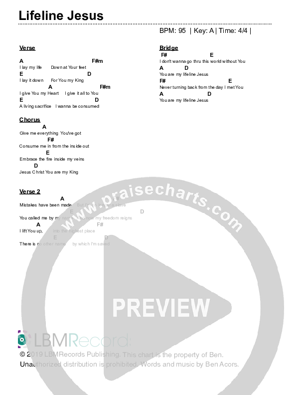 Lifeline Jesus Chords & Lyrics (Ben Acors)