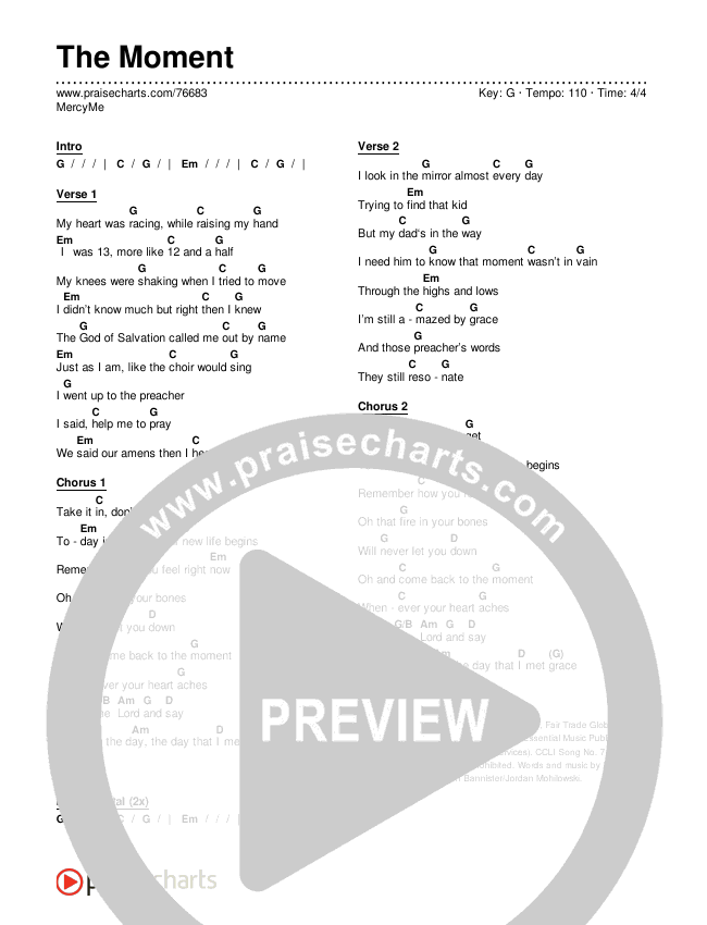 The Moment Chords & Lyrics (MercyMe)