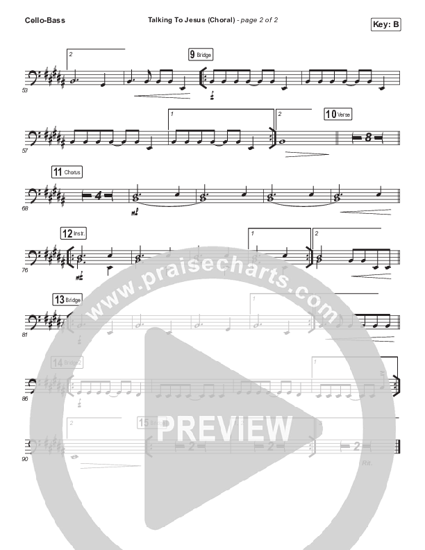 Talking To Jesus (Choral Anthem SATB) Cello/Bass (Maverick City Music / Elevation Worship / Brandon Lake / Arr. Luke Gambill)