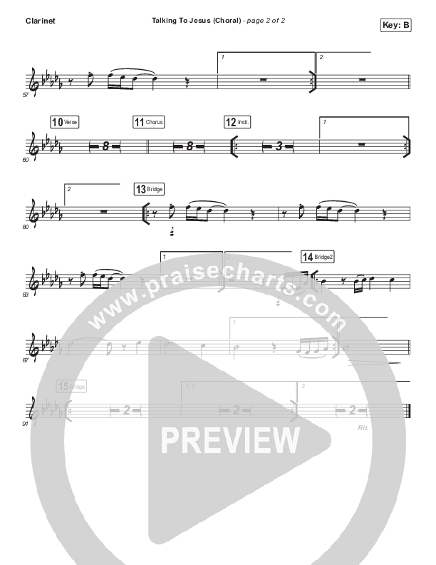 Talking To Jesus (Choral Anthem SATB) Clarinet (Maverick City Music / Elevation Worship / Brandon Lake / Arr. Luke Gambill)