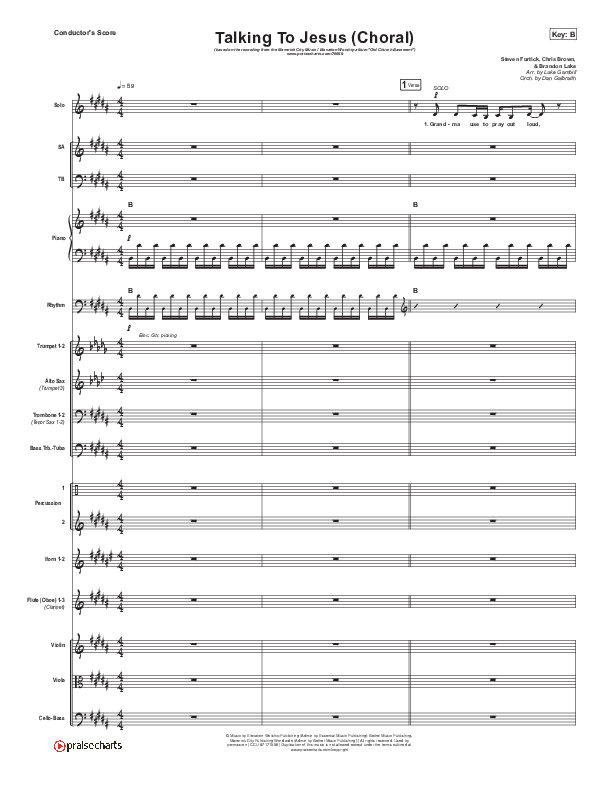 Talking To Jesus (Choral Anthem SATB) Conductor's Score (Maverick City Music / Elevation Worship / Brandon Lake / Arr. Luke Gambill)