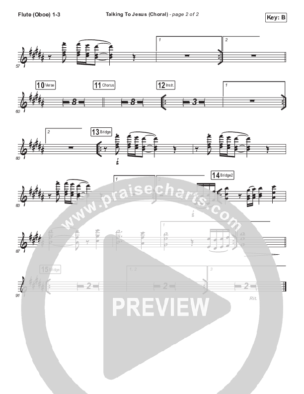 Talking To Jesus (Choral Anthem SATB) Flute/Oboe 1/2/3 (Maverick City Music / Elevation Worship / Brandon Lake / Arr. Luke Gambill)