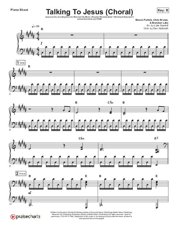 Talking To Jesus (Choral Anthem SATB) Piano Sheet (Maverick City Music / Elevation Worship / Brandon Lake / Arr. Luke Gambill)