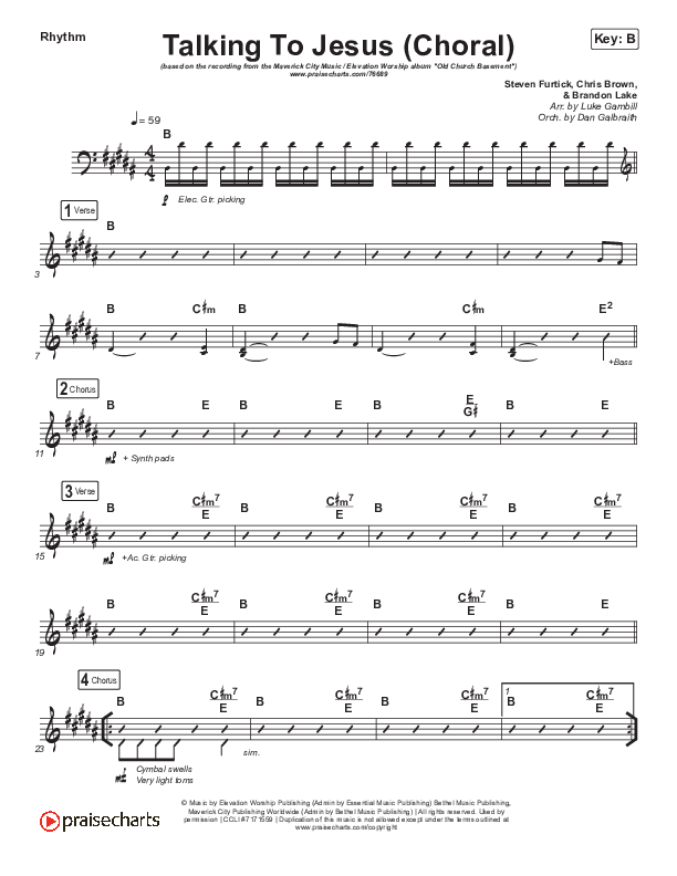 Talking To Jesus (Choral Anthem SATB) Rhythm Chart (Maverick City Music / Elevation Worship / Brandon Lake / Arr. Luke Gambill)