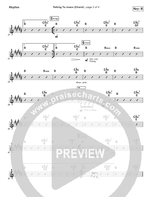 Talking To Jesus (Choral Anthem SATB) Rhythm Chart (Maverick City Music / Elevation Worship / Brandon Lake / Arr. Luke Gambill)