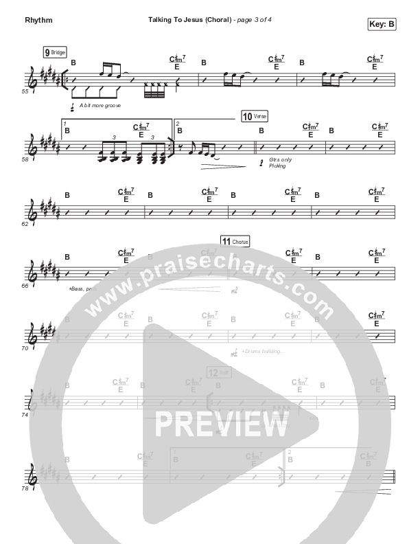 Talking To Jesus (Choral Anthem SATB) Rhythm Chart (Maverick City Music / Elevation Worship / Brandon Lake / Arr. Luke Gambill)