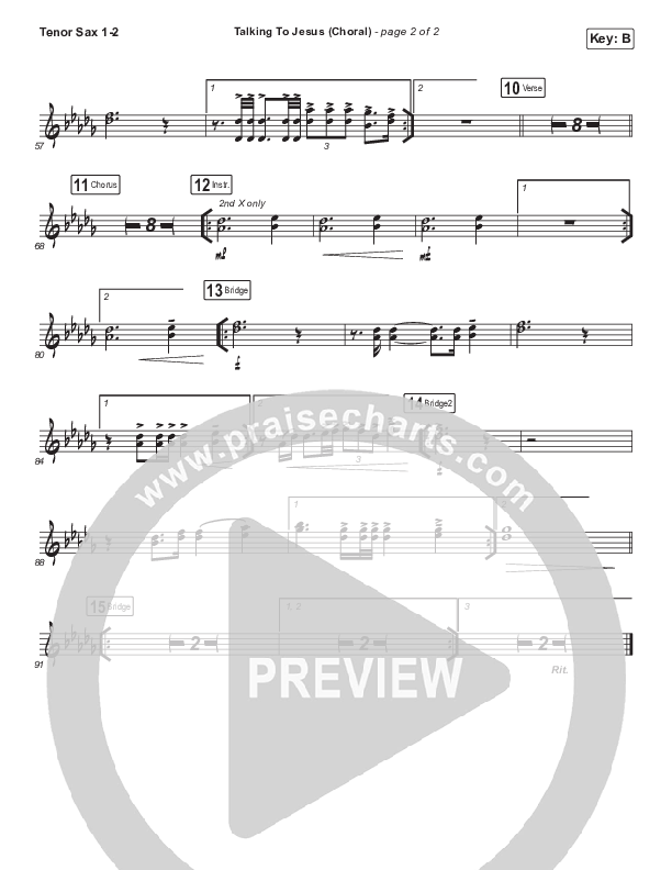 Talking To Jesus (Choral Anthem SATB) Tenor Sax 1/2 (Maverick City Music / Elevation Worship / Brandon Lake / Arr. Luke Gambill)