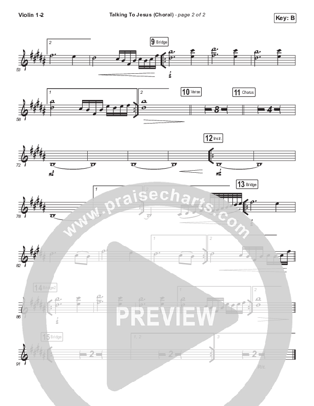 Talking To Jesus (Choral Anthem SATB) Violin 1/2 (Maverick City Music / Elevation Worship / Brandon Lake / Arr. Luke Gambill)