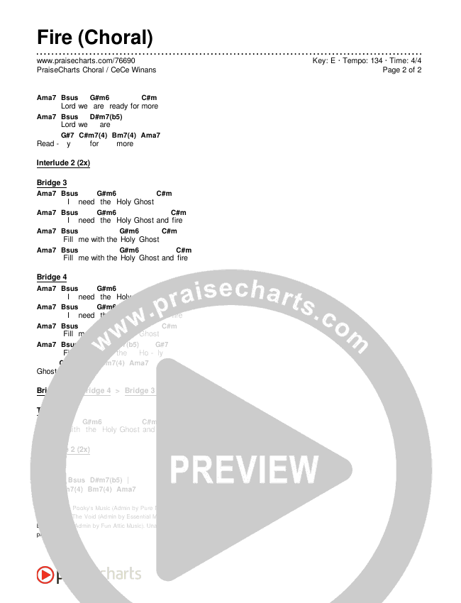 Fire (Choral Anthem SATB) Chords & Lyrics (CeCe Winans / Arr. Luke Gambill)