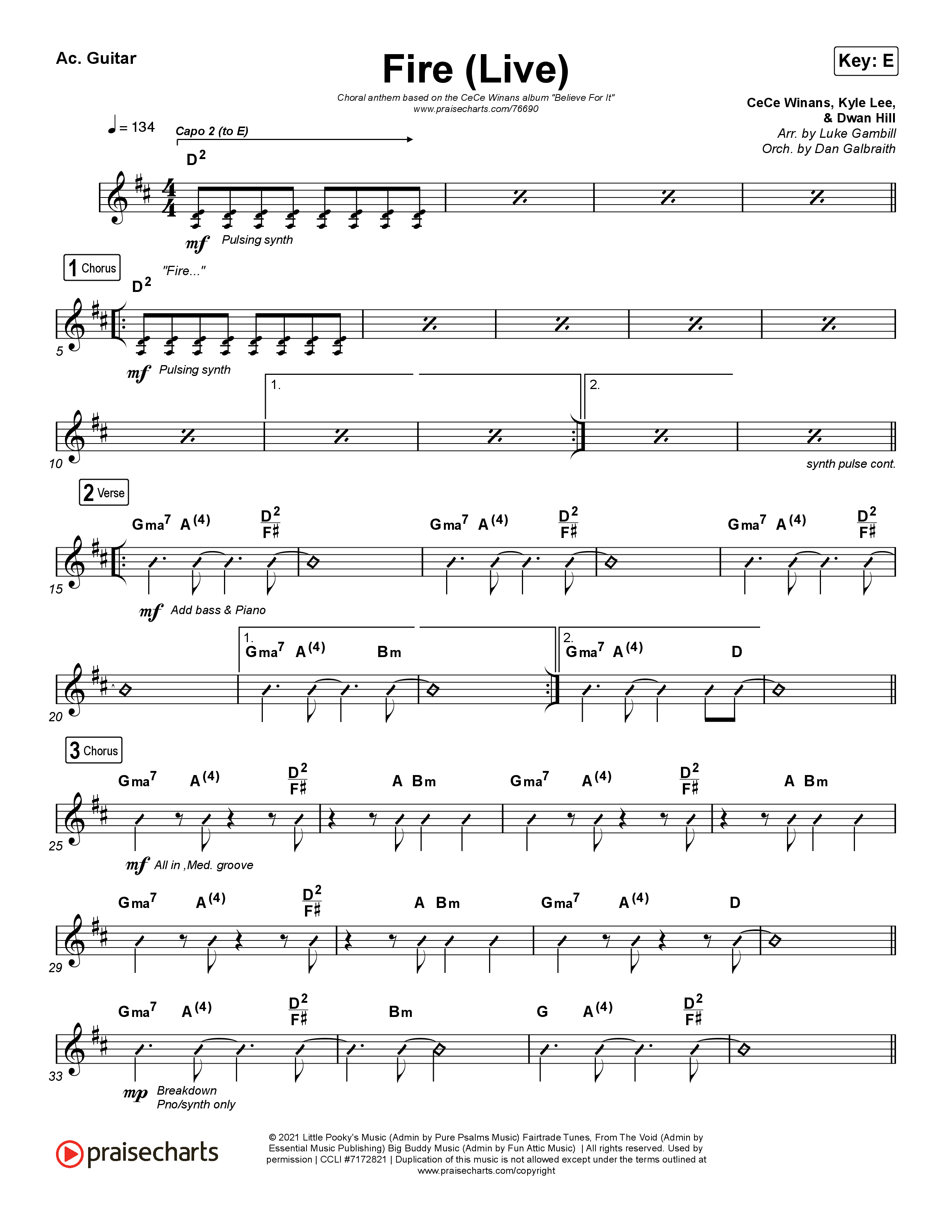 Fire (Choral Anthem SATB) Acoustic Guitar (CeCe Winans / Arr. Luke Gambill)