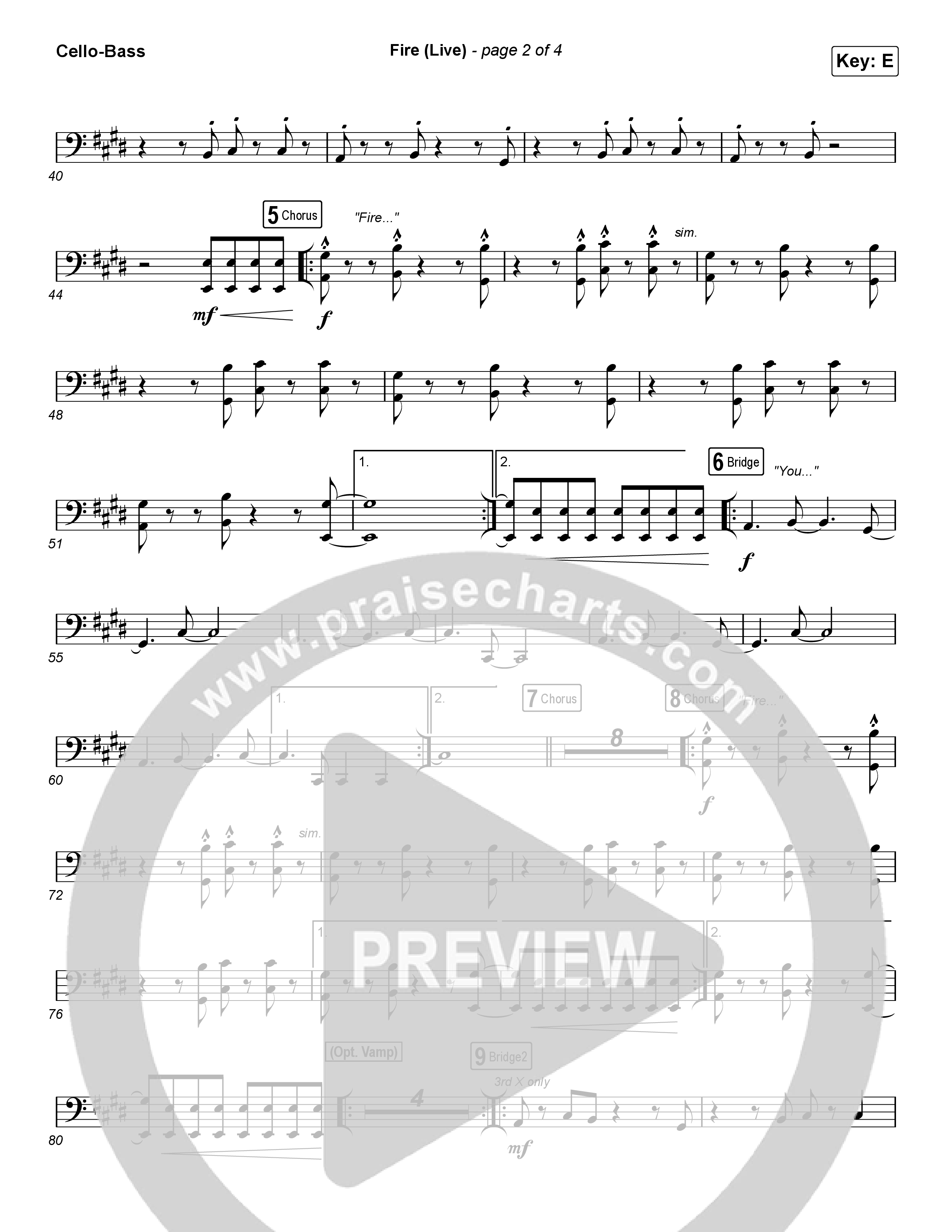 Fire (Choral Anthem SATB) Cello/Bass (CeCe Winans / Arr. Luke Gambill)