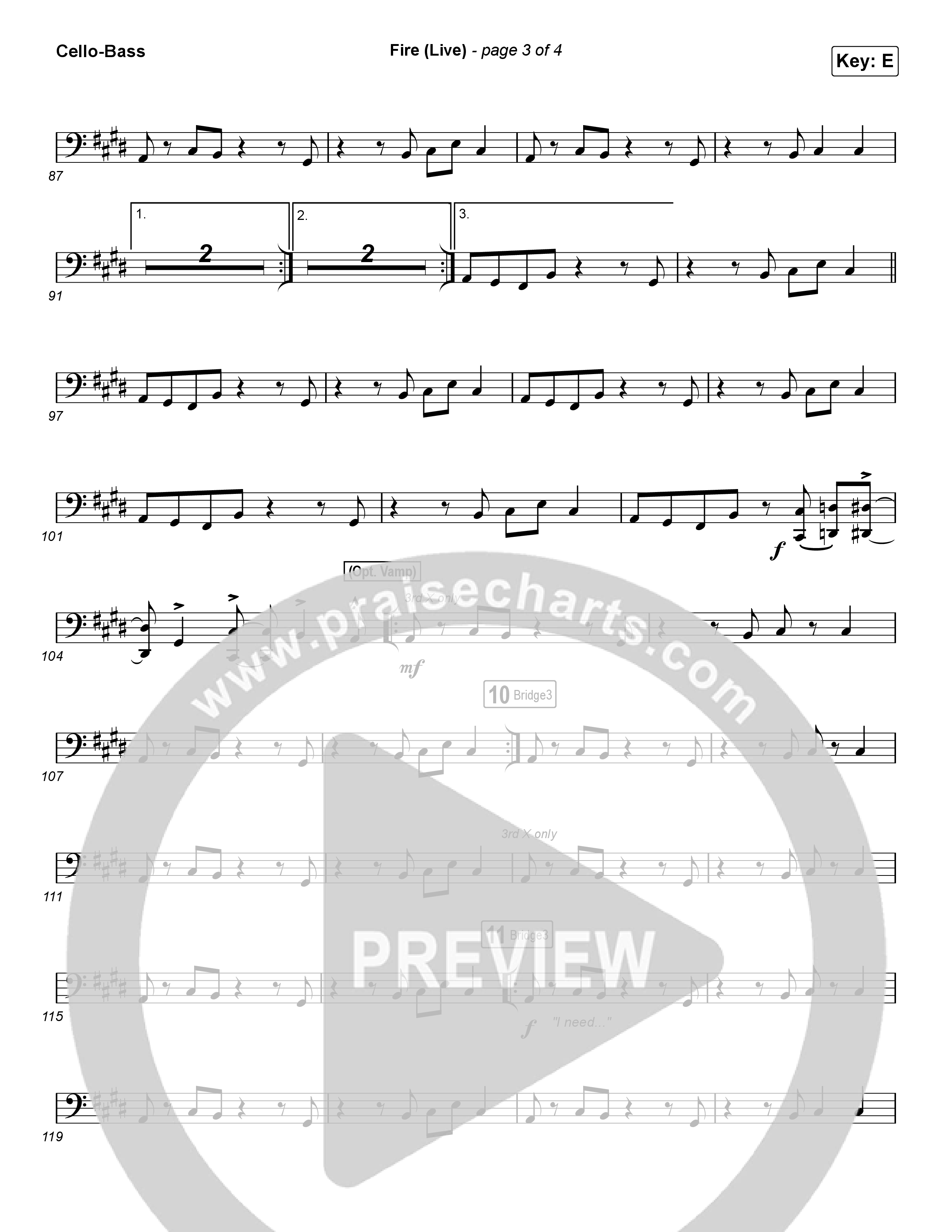 Fire (Choral Anthem SATB) Cello/Bass (CeCe Winans / Arr. Luke Gambill)