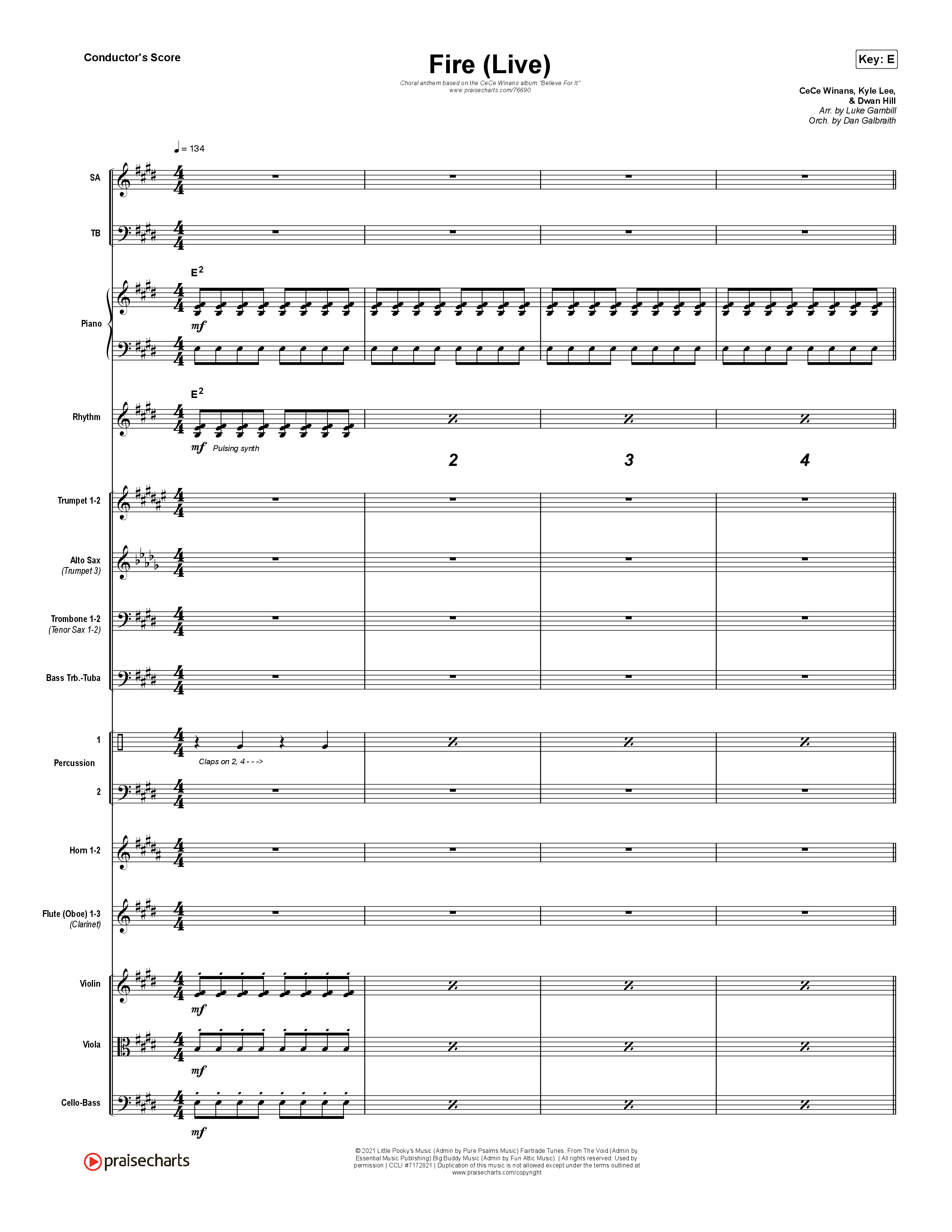 Fire (Choral Anthem SATB) Conductor's Score (CeCe Winans / Arr. Luke Gambill)