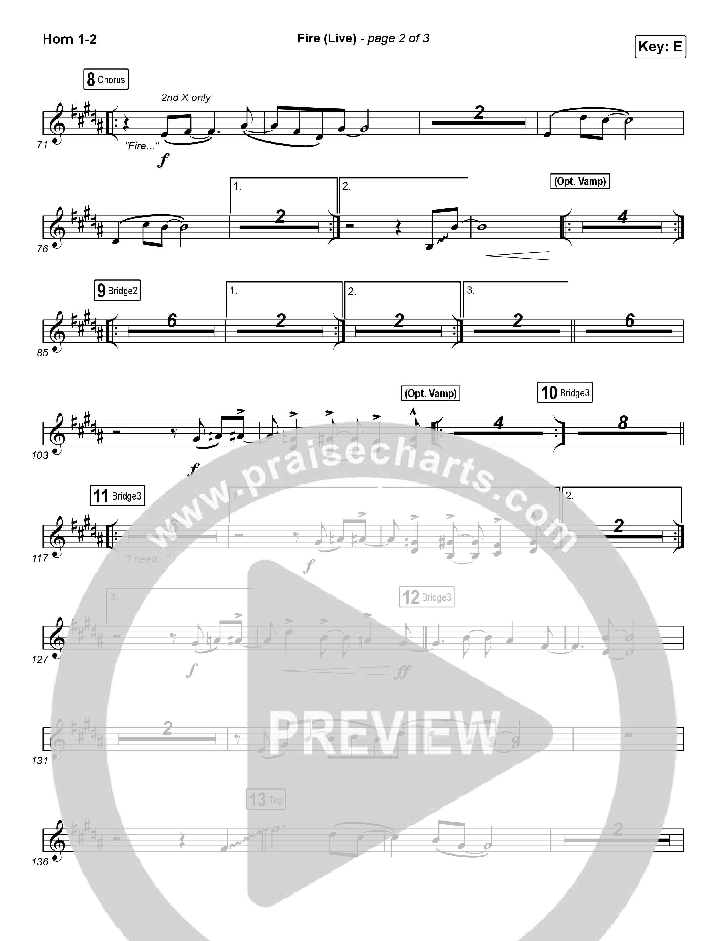 Fire (Choral Anthem SATB) French Horn 1/2 (CeCe Winans / Arr. Luke Gambill)