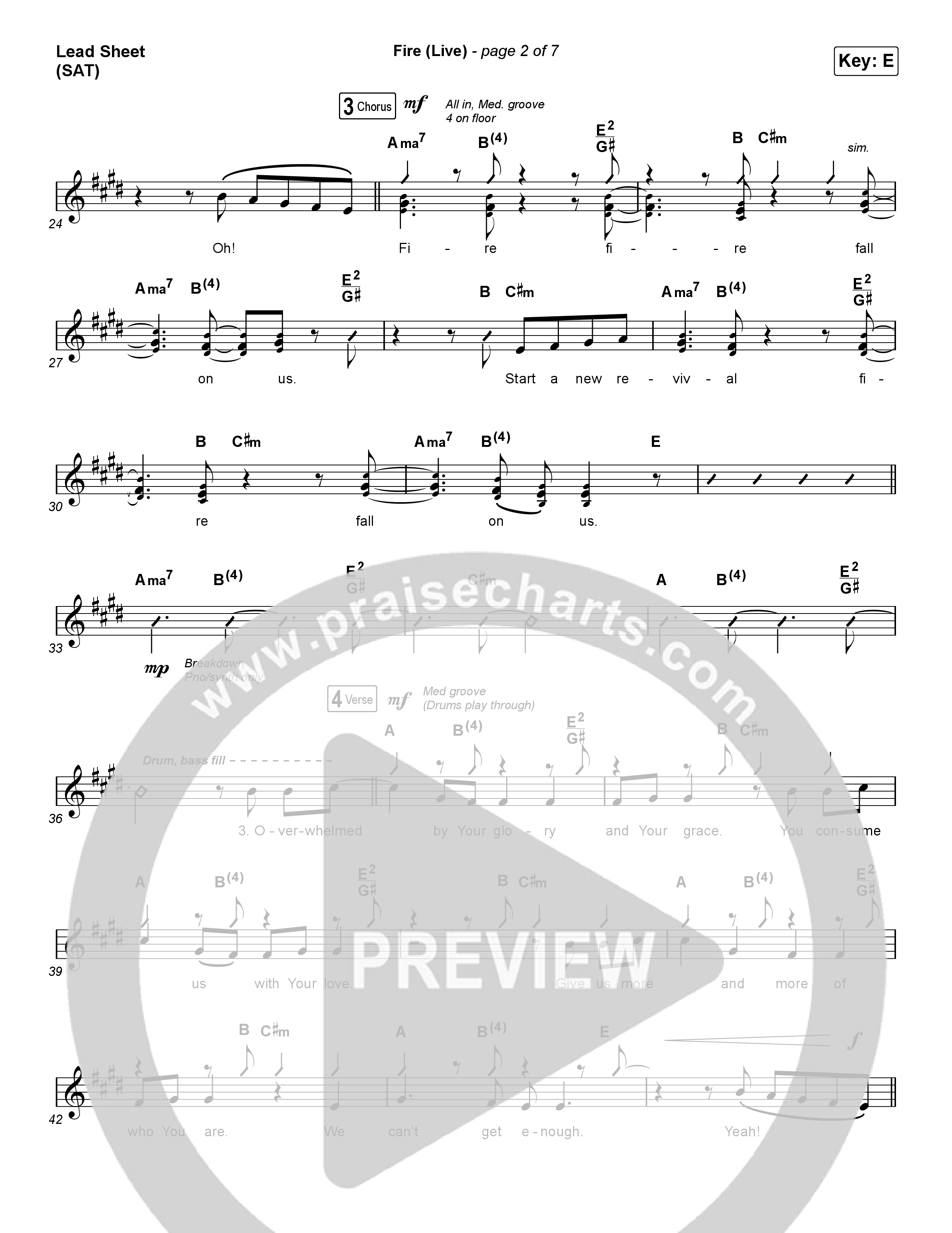 Fire (Choral Anthem SATB) Lead Sheet (SAT) (CeCe Winans / Arr. Luke Gambill)