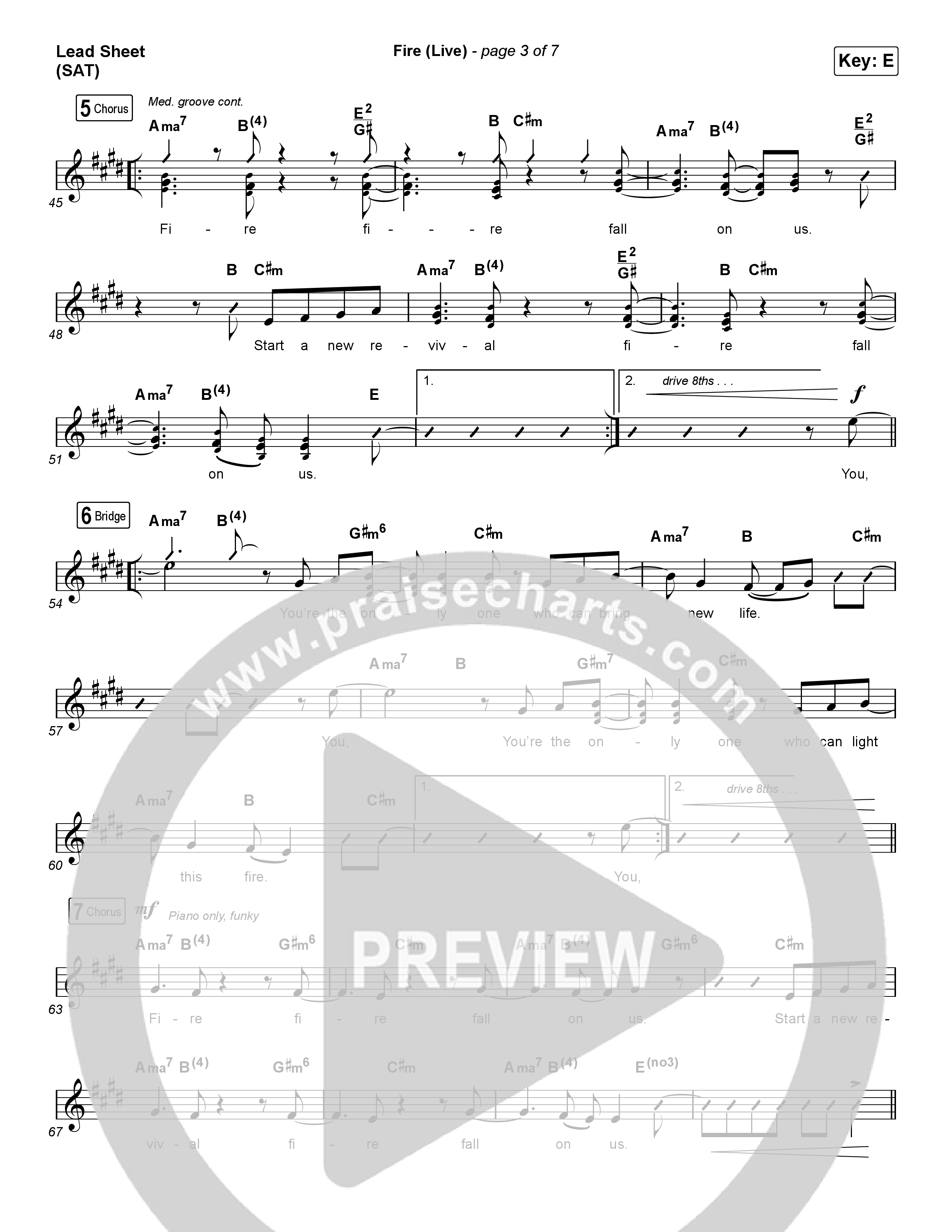 Fire (Choral Anthem SATB) Lead Sheet (SAT) (CeCe Winans / Arr. Luke Gambill)