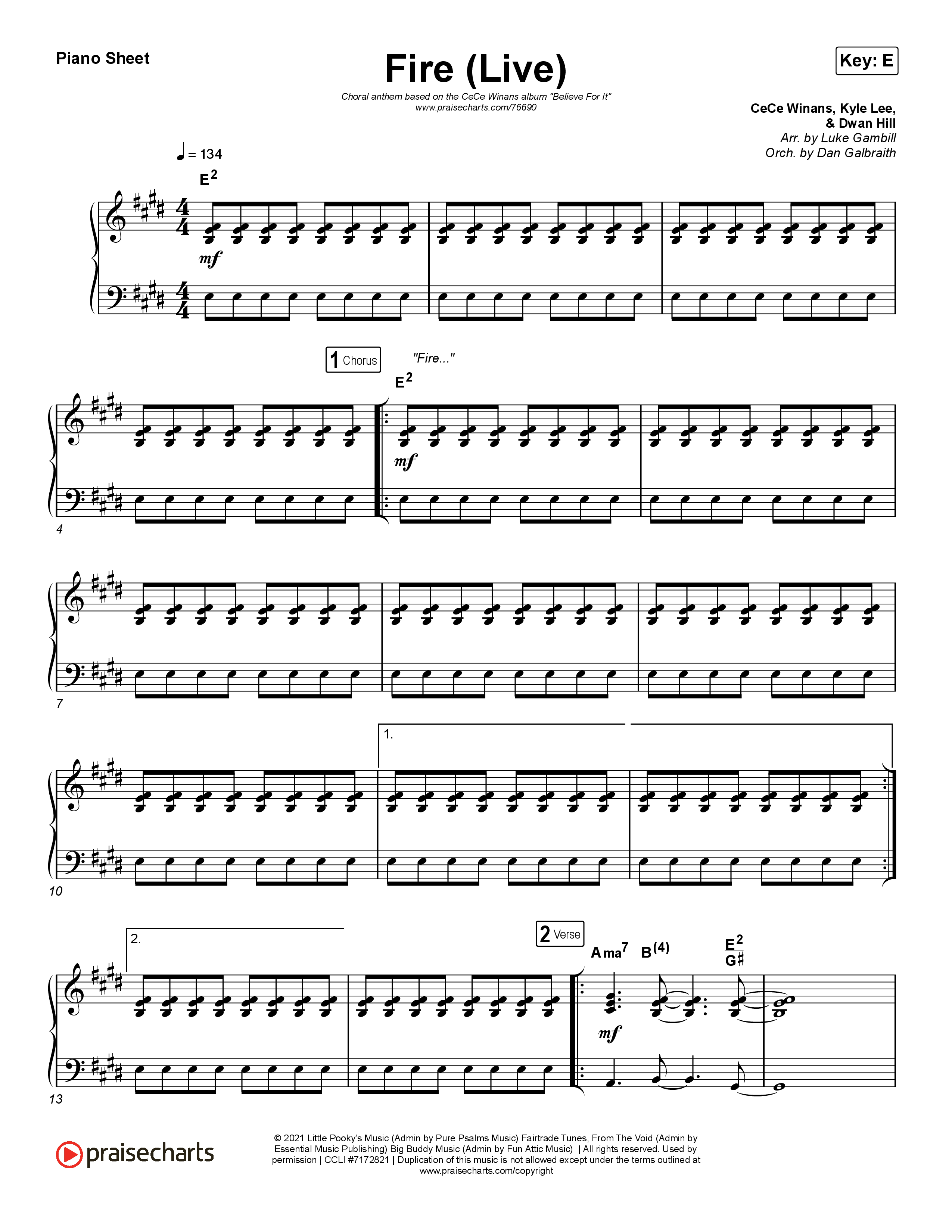 Fire (Choral Anthem SATB) Piano Sheet (CeCe Winans / Arr. Luke Gambill)