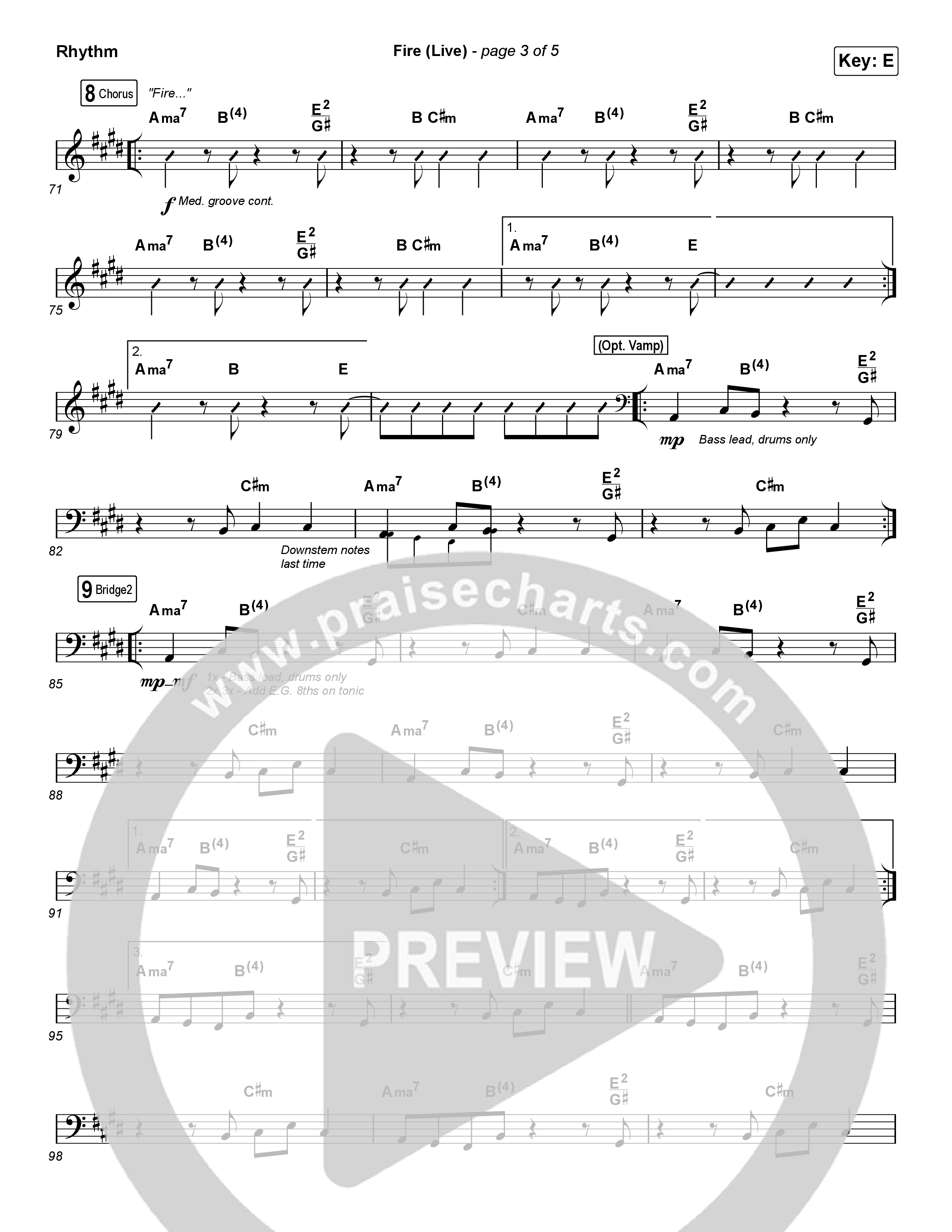 Fire (Choral Anthem SATB) Rhythm Chart (CeCe Winans / Arr. Luke Gambill)