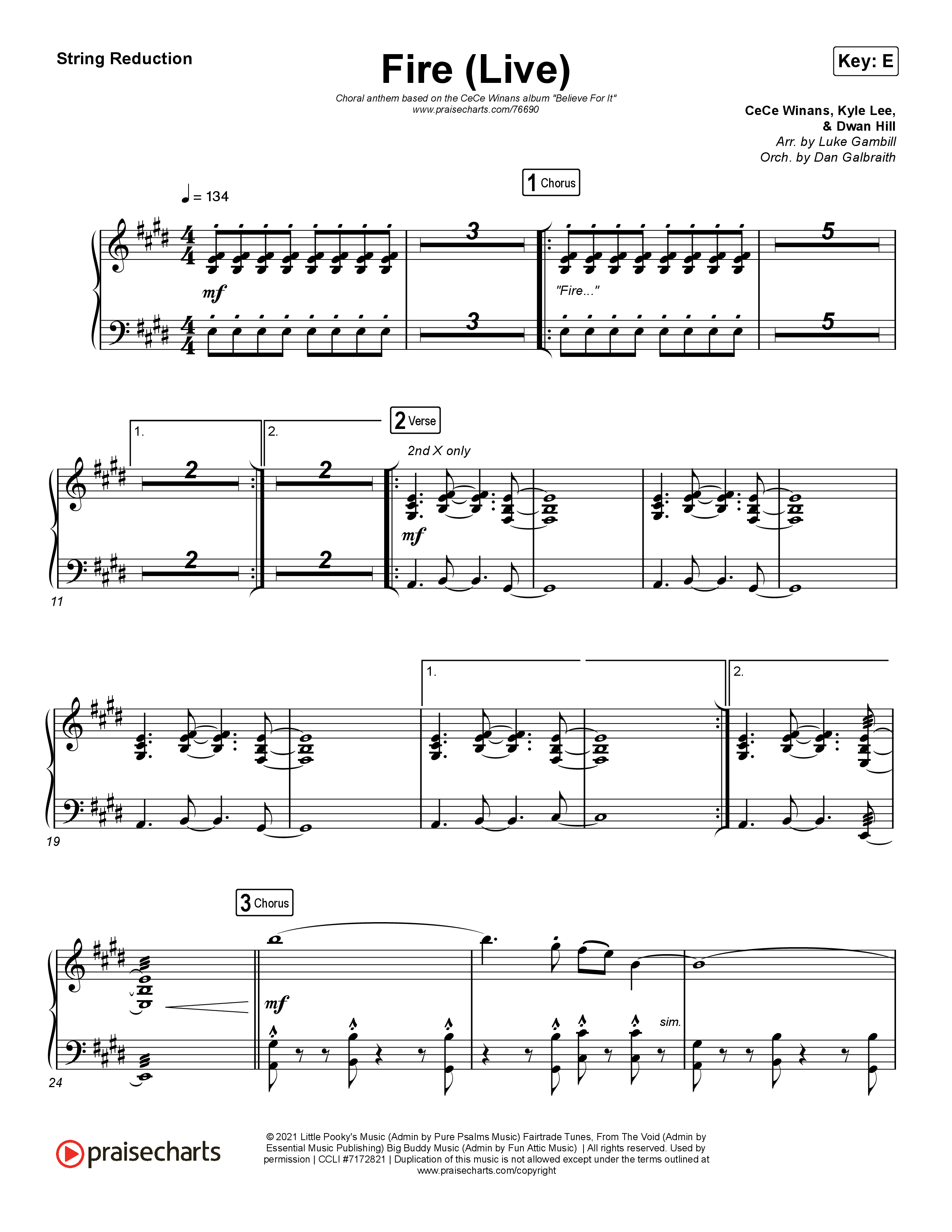 Fire (Choral Anthem SATB) Synth Strings (CeCe Winans / Arr. Luke Gambill)