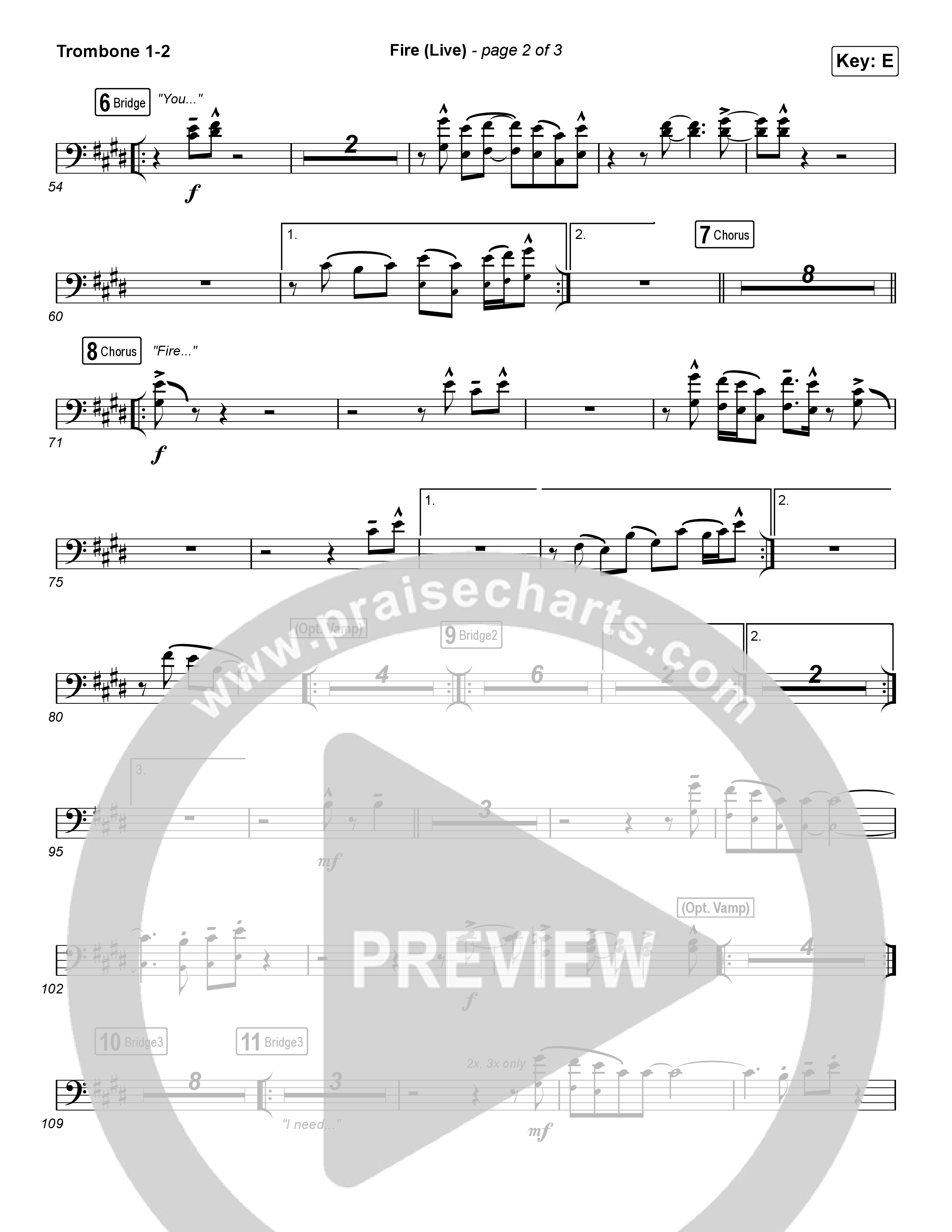 Fire (Choral Anthem SATB) Trombone 1/2 (CeCe Winans / Arr. Luke Gambill)