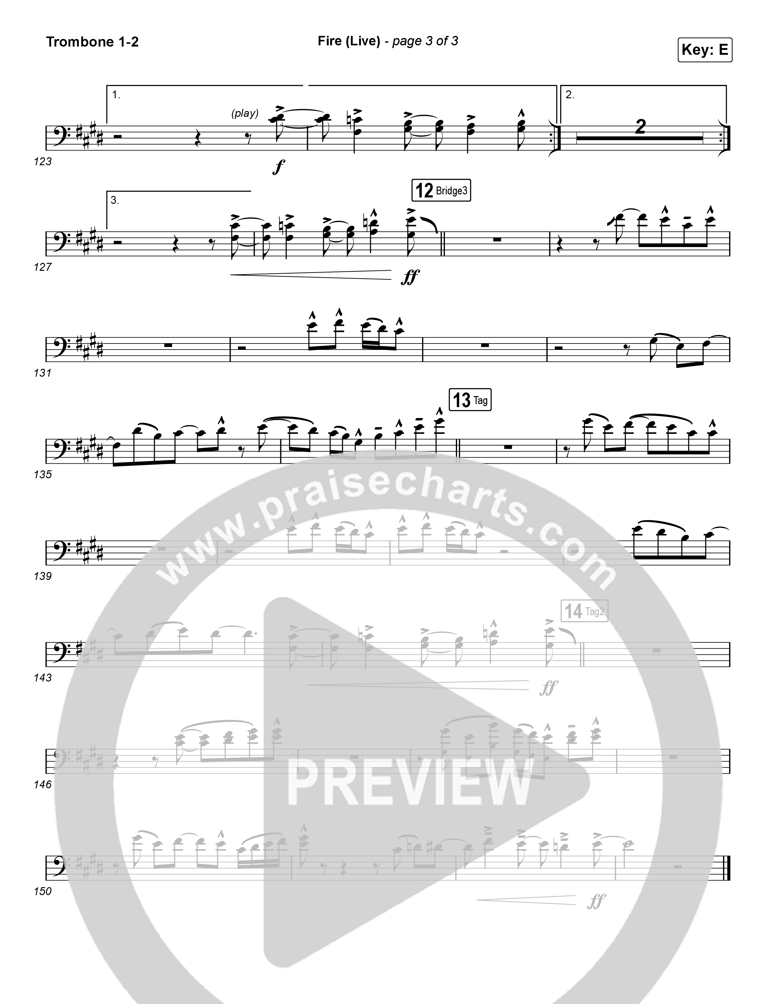 Fire (Choral Anthem SATB) Trombone 1/2 (CeCe Winans / Arr. Luke Gambill)