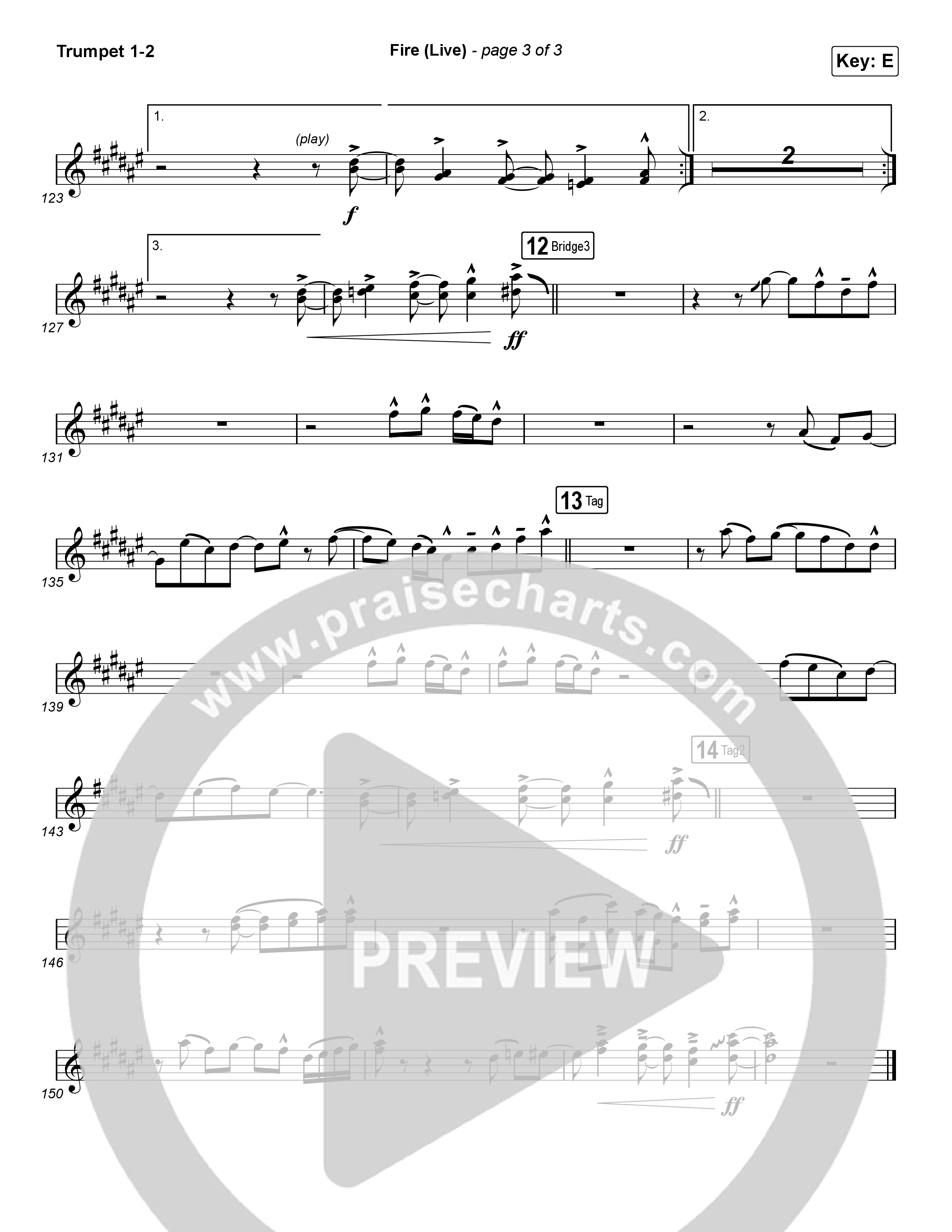 Fire (Choral Anthem SATB) Trumpet 1,2 (CeCe Winans / Arr. Luke Gambill)