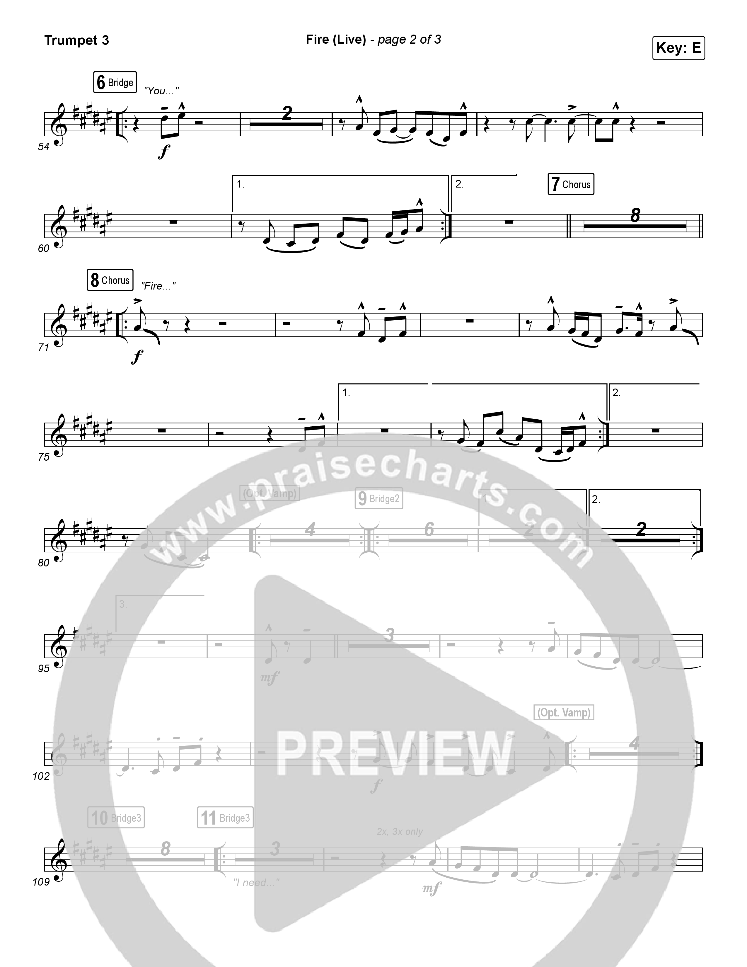 Fire (Choral Anthem SATB) Trumpet 3 (CeCe Winans / Arr. Luke Gambill)