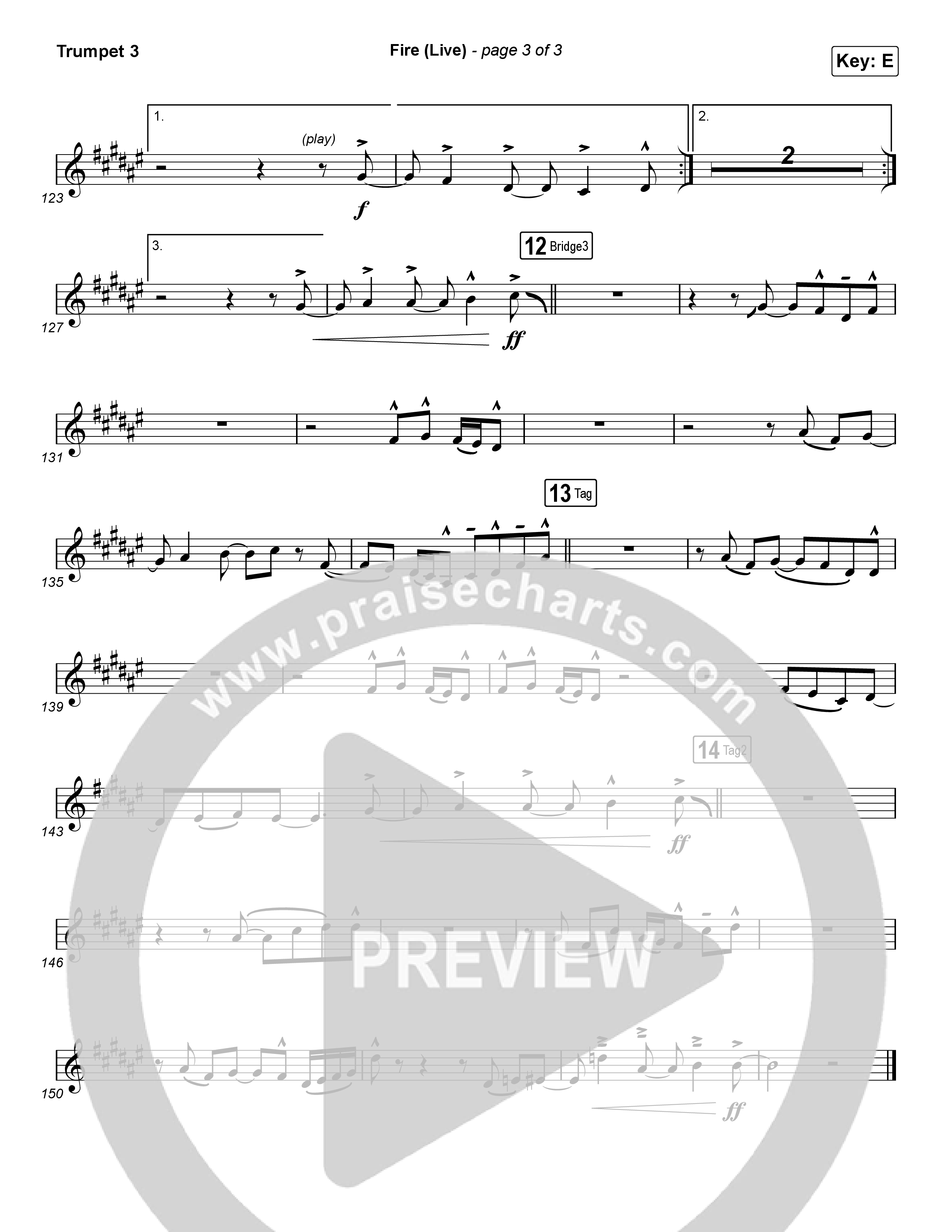 Fire (Choral Anthem SATB) Trumpet 3 (CeCe Winans / Arr. Luke Gambill)