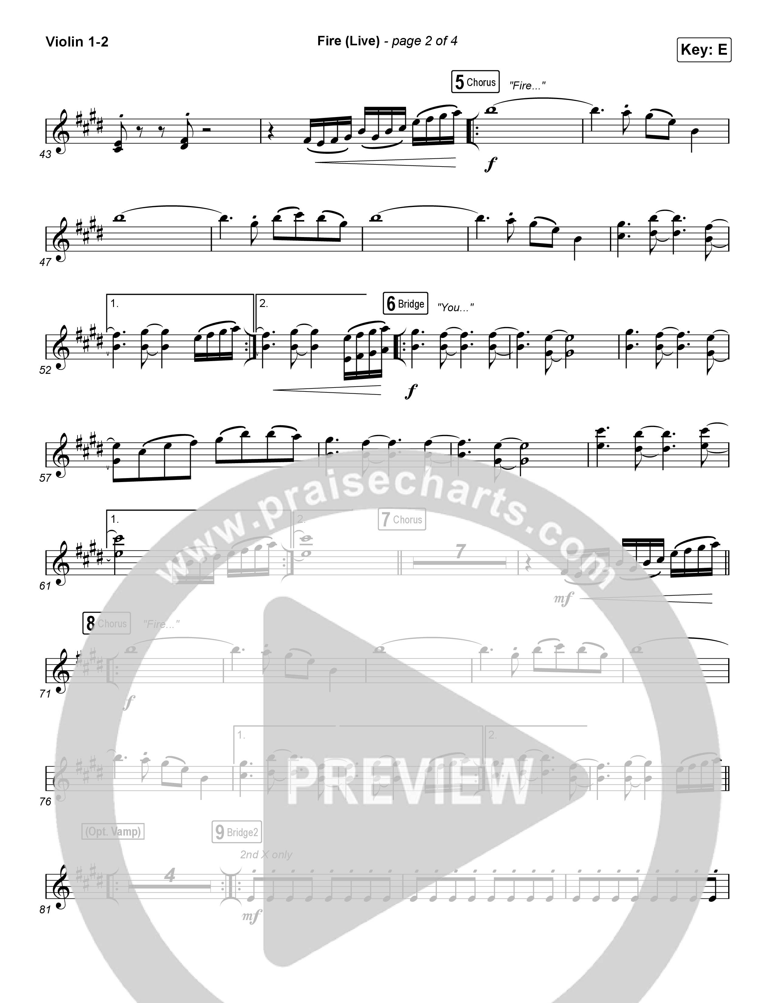 Fire (Choral Anthem SATB) Violin 1/2 (CeCe Winans / Arr. Luke Gambill)