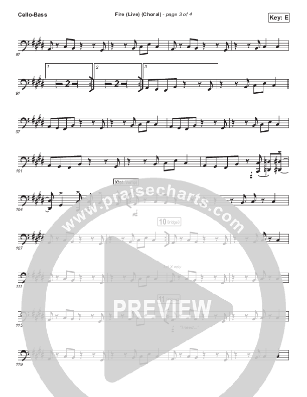 Fire (Choral Anthem SATB) Cello/Bass (CeCe Winans / Arr. Luke Gambill)