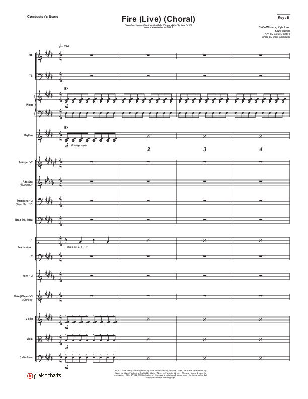 Fire (Choral Anthem SATB) Orchestration (CeCe Winans / Arr. Luke Gambill)