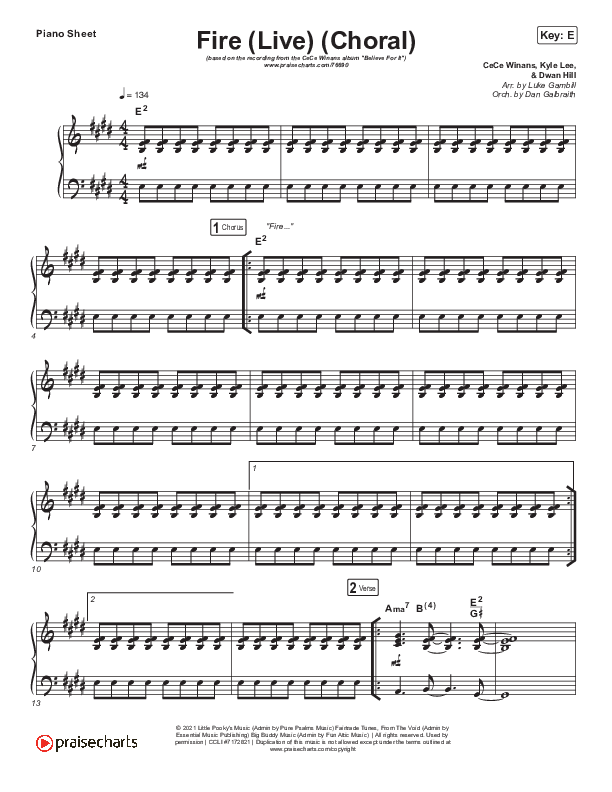 Fire (Choral Anthem SATB) Piano Sheet (CeCe Winans / Arr. Luke Gambill)