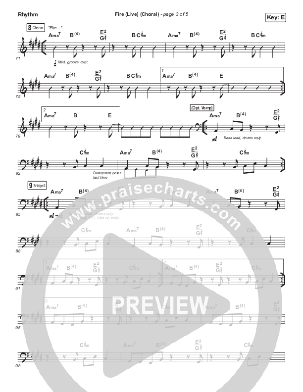 Fire (Choral Anthem SATB) Rhythm Chart (CeCe Winans / Arr. Luke Gambill)