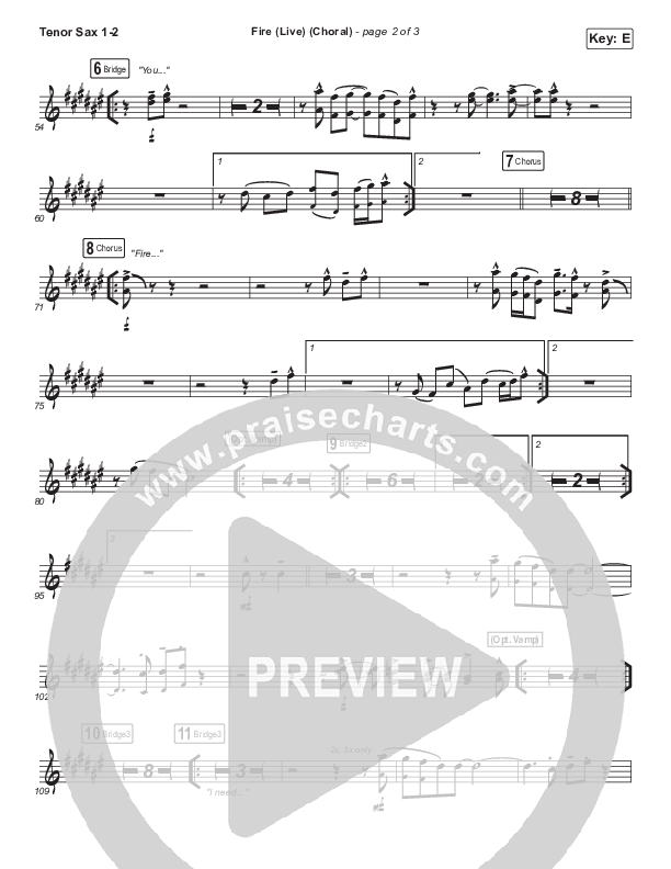 Fire (Choral Anthem SATB) Tenor Sax 1/2 (CeCe Winans / Arr. Luke Gambill)